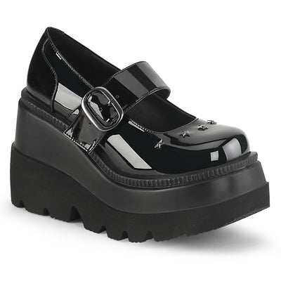 Demonia Shaker-23 Wedge Platform Shiny Mary Jane Shoes