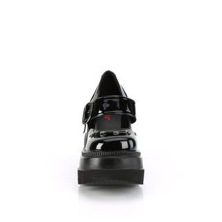 Demonia Shaker-23 Black PA Wedge Platform Mary Jane Shoes