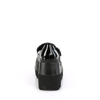 Demonia Shaker-23 Black PA Wedge Platform Mary Jane Shoes