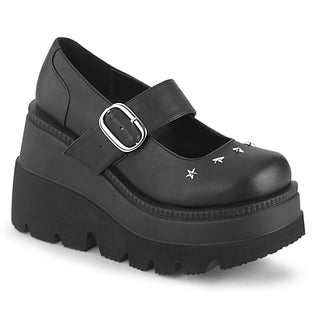 Demonia Shaker-23 Black PU Platform Mary Janes