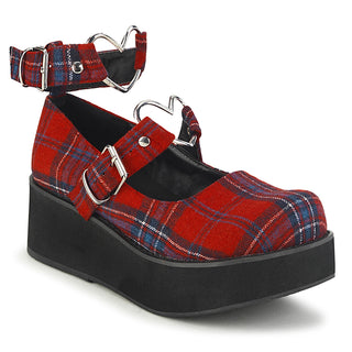Demonia Sprite-02 Red Plaid Platform Mary Jane Shoes