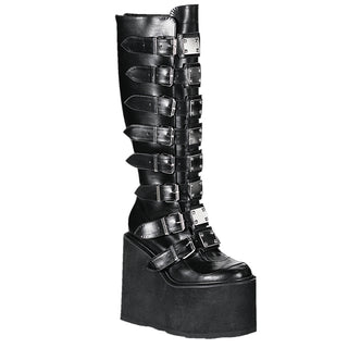 Demonia Swing-815 Black PU knee high cyber goth punk platform boots