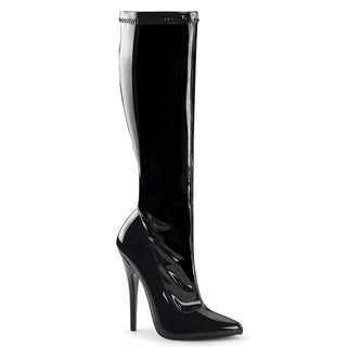 Domina-2000 Black Patent Knee Boots
