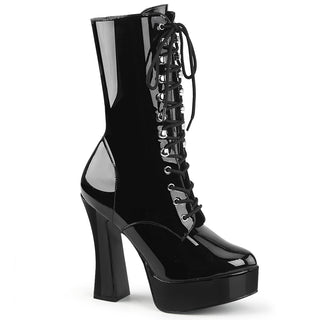 Electra-1020 Black Patent Platform Ankle Boots