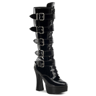Electra-2042 Black Patent Knee High Boots