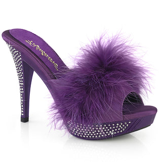 Elegant-401F Purple Marabou Mule Heels