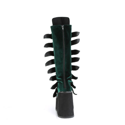 emerald velvet knee boots demonia swing-815