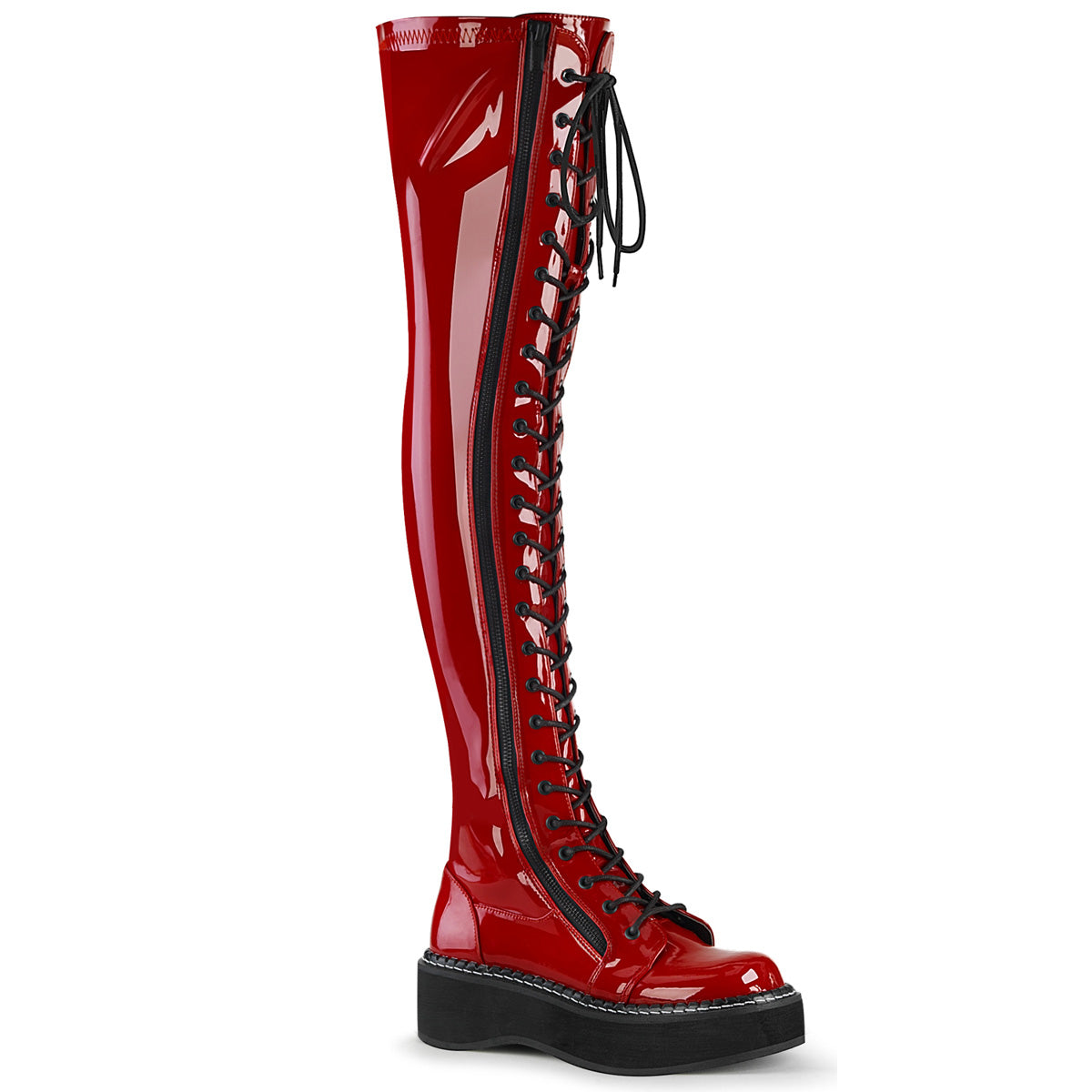 Cherry Red Over The Knee Platform Boots