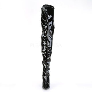 Pleaser Seduce-3000 black patent boots front view