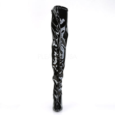Pleaser Seduce-3000 black patent boots front view