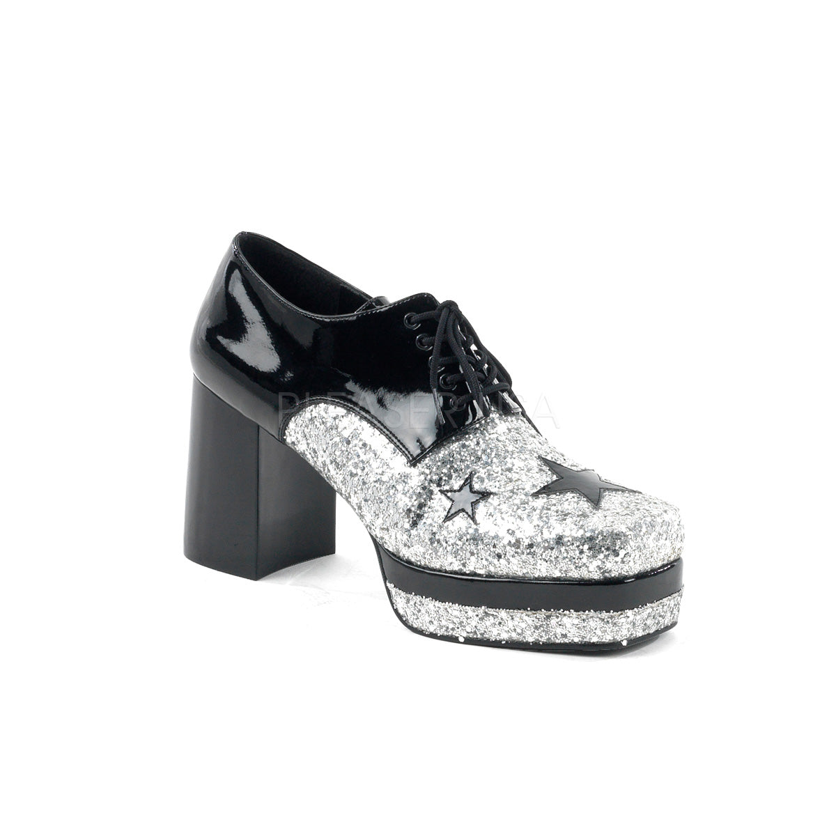 1950's Rock Star Shoes Black Silver