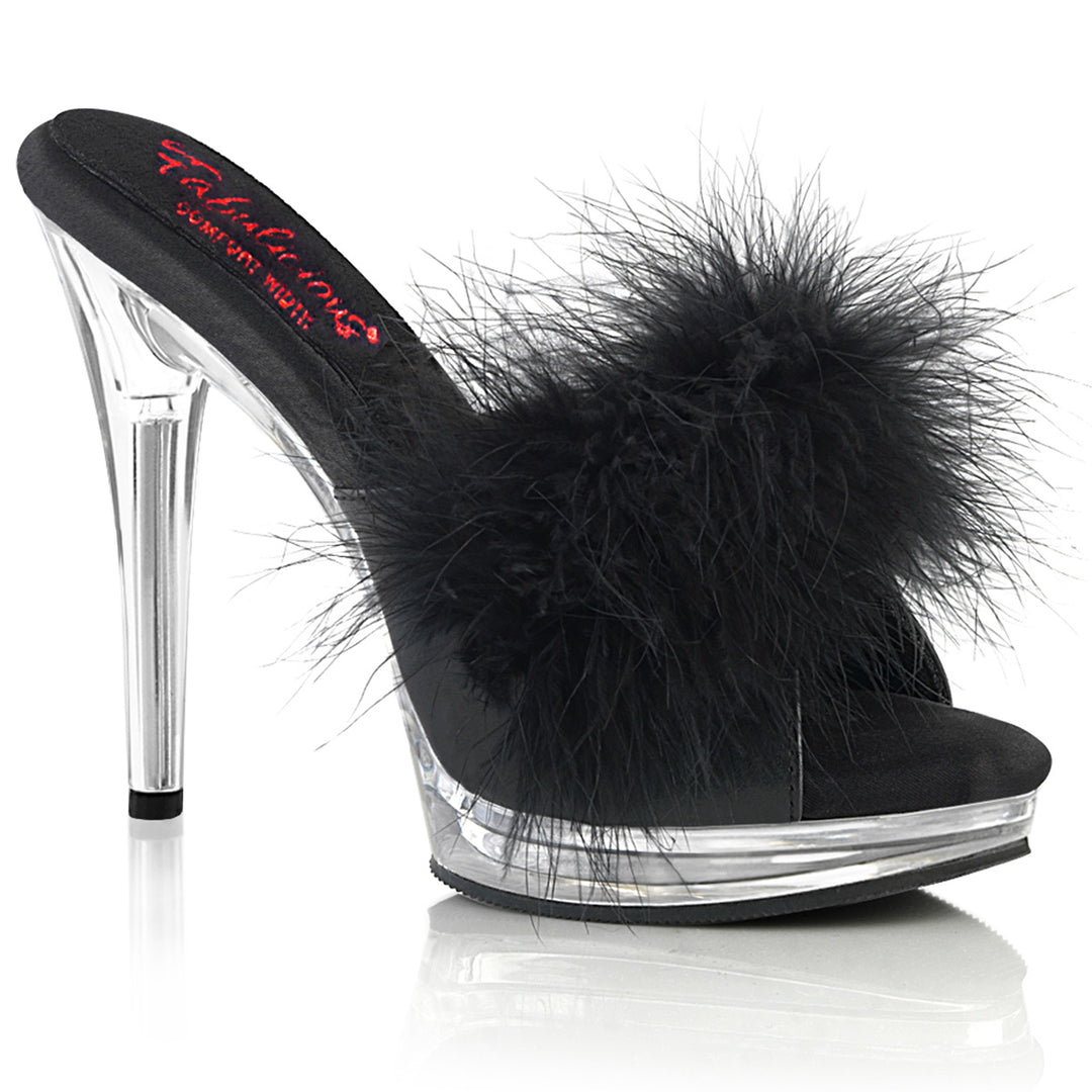 Comfort Width Marabou Slipper Black Fabulicuous Glory-501F-8