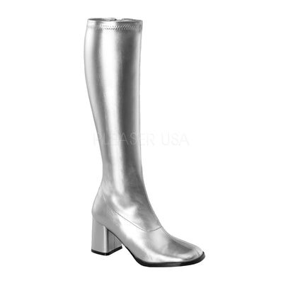 silver gogo boots
