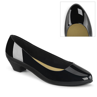 Gwen-01 Black Patent Plus Size Low-Heel Pumps (US 9–16)