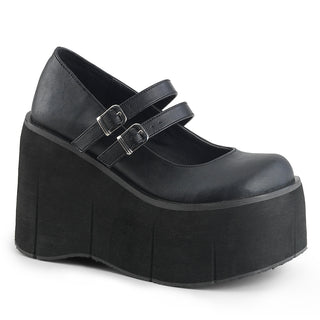 Demonia Kera-08 black platform Mary Jane shoes with double buckle straps and chunky stacked sole.