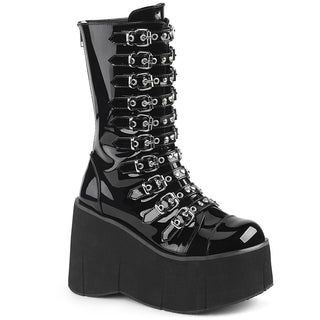 Too Many Buckles Platform Shiny Boots
