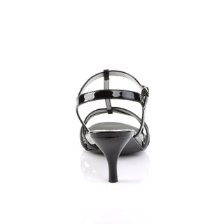 Back view of pleaser pink label Kitten-06 showing the classic kitten heel and ankle strap – available in US sizes 9 to 16