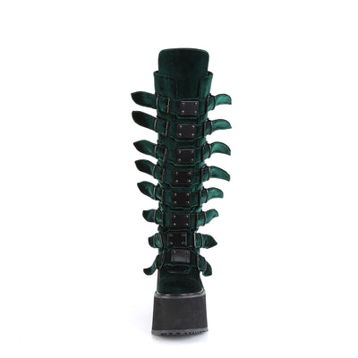 knee high emerald velvet boots- Demonia Swing-815