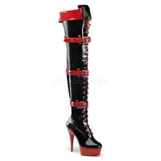 Thigh-High Red & Black Platform Costume Boots