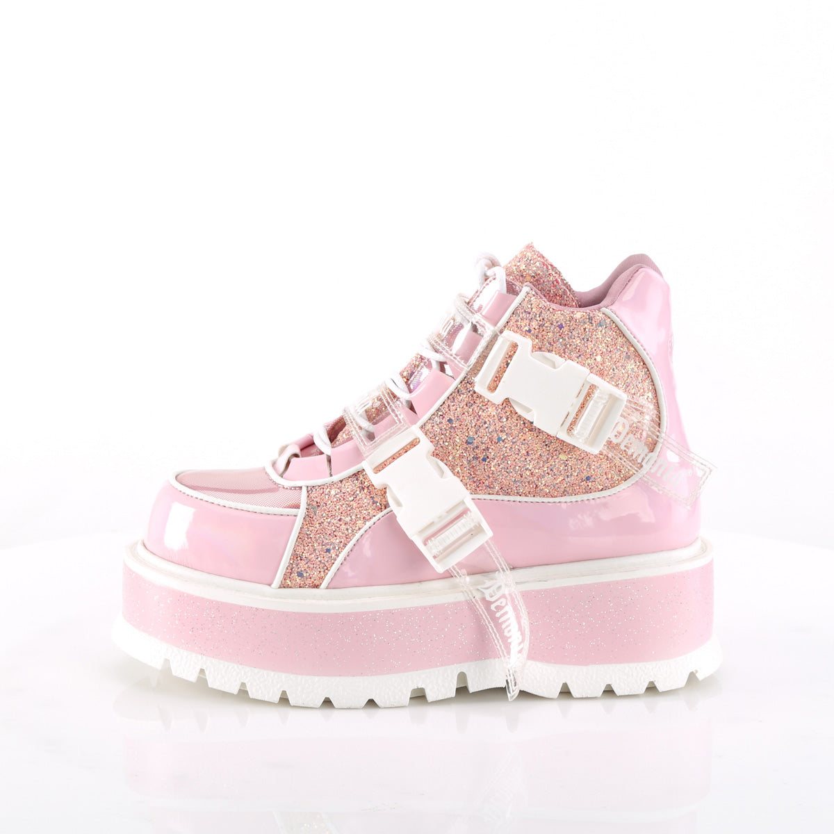 Pink Glitter Platform Sneakers Demonia Slacker-50