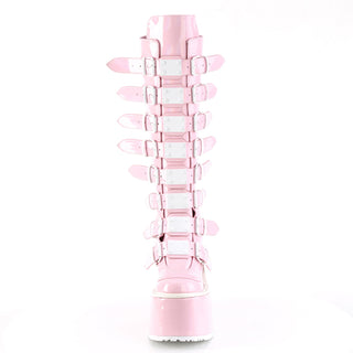 Pink Hologram Knee Boots Demonia Swing-815