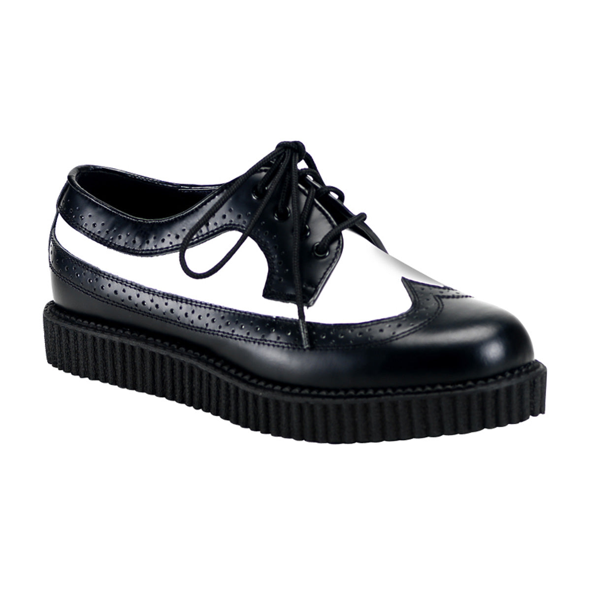 Black & White Leather Creeper Shoes (Unisex)