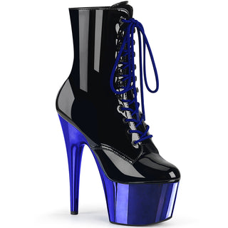 pleaser adore-1020 black blue chrome platform pole boots