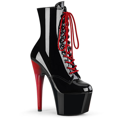 Pleaser Adore-1020 black upper red heel pole boots