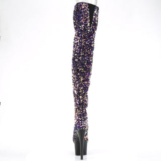 Purple Multi Sequins Thigh High Boots (Pleaser Adore-3020)
