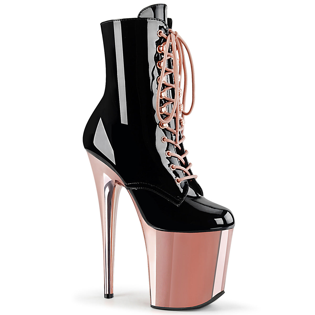 pleaser flamingo-1020 rose gold pole boots