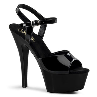 pleaser kiss-209 black patent pole platform sandals
