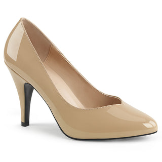 Cream patent pointed-toe pump with slim stiletto heel