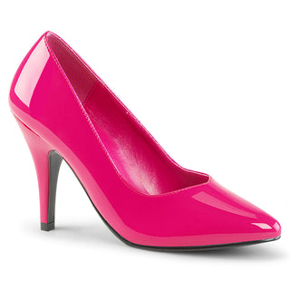 Pink patent pointed-toe pump with slim stiletto heel