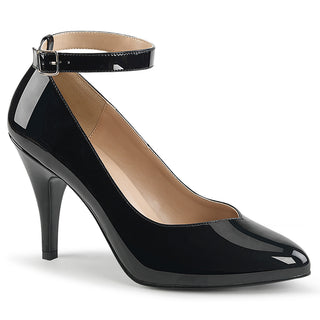Pleaser Pink Label Dream-431 black patent ankle strap pump with a 4-inch heel