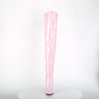 Pleaser Seduce-3000 baby pink thigh-high boots –  front view