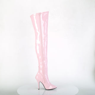 Baby pink thigh-high boots – inner side with full zip closure