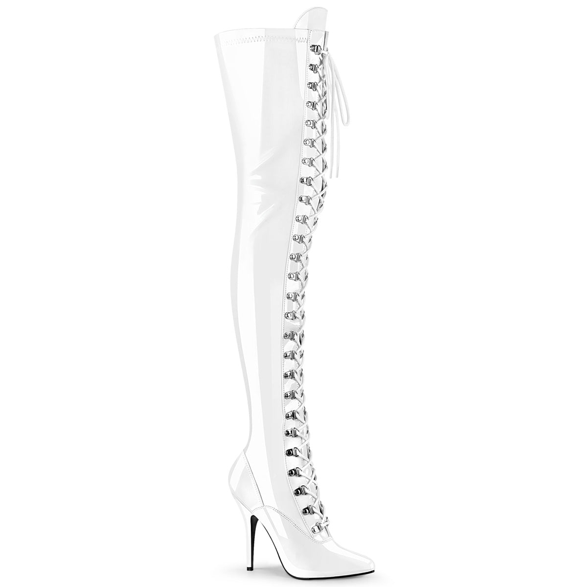 pleaser seduce-3024 white thigh high boots