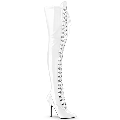 pleaser seduce-3024 white thigh high boots