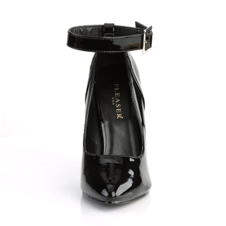 Front view of Pleaser Seduce-431 black heels showing pointed toe design