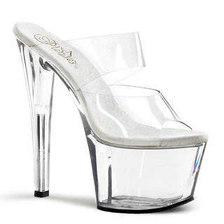 Pleaser Sky-302 Clear Dual Band PVC Upper Platform Sandals