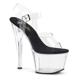 Pleaser sky-308 black cushion clear platform sandals