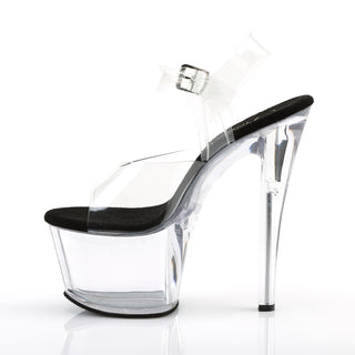 pleaser sky-308 clear black sandal outer side view