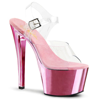 pleaser sky-308 baby pink chrome platform sandals