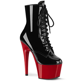 pleaser adore-1020 black red platform pole boots