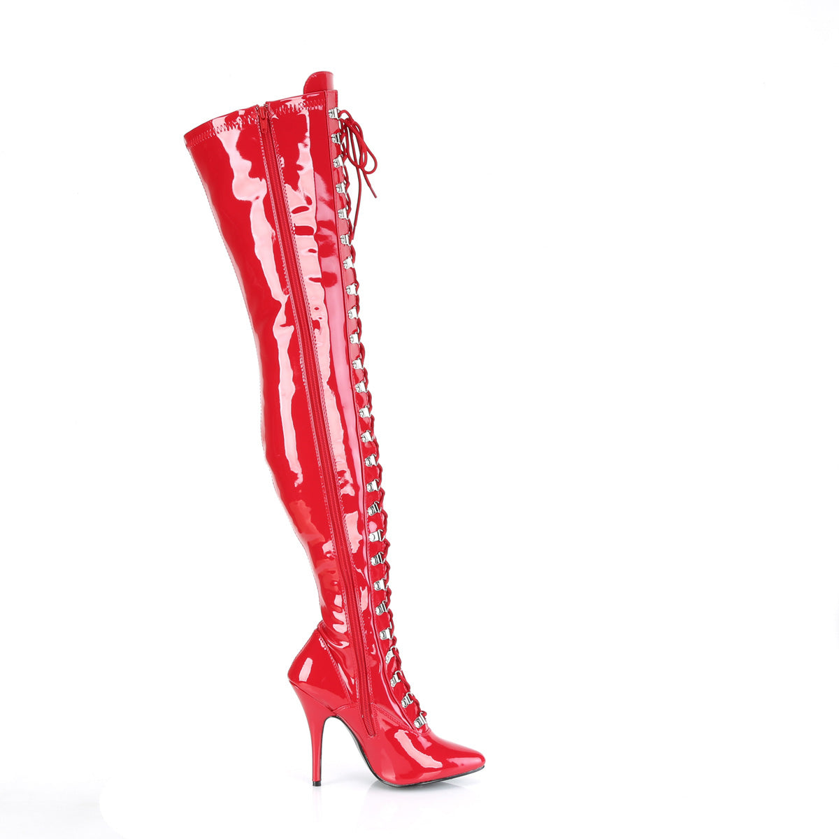 pleaser seduce-3024 red zipper side view