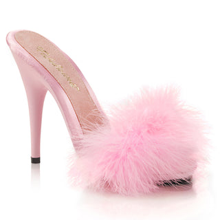 Poise-501F Sexy Marabou Baby Pink Slides