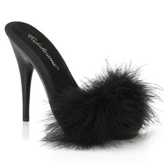 Poise-501F Black Marabou Slides