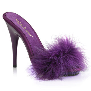 Poise-501F Sexy Marabou Purple Slides
