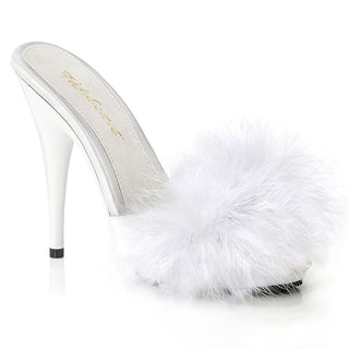 Poise-501F White Marabou Slides