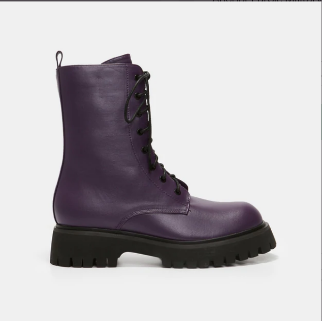 Purple Combat Boots | Purple Military Ankle Boots | KOI Footwear ...